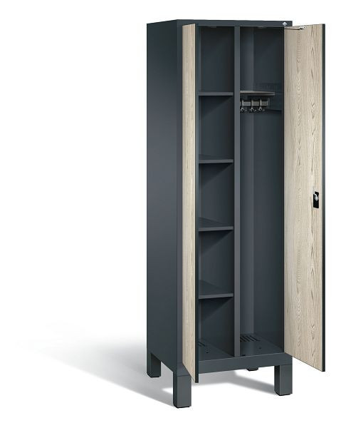 C+P Putzmittel-Spind Evolo, H1850xB610xT500mm, Farbe: Anthrazitgrau / Dekor Sen-Esche, 48060-20 S10117