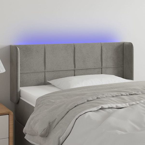 vidaXL LED Kopfteil Hellgrau 93x16x78/88 cm Samt, 3123272