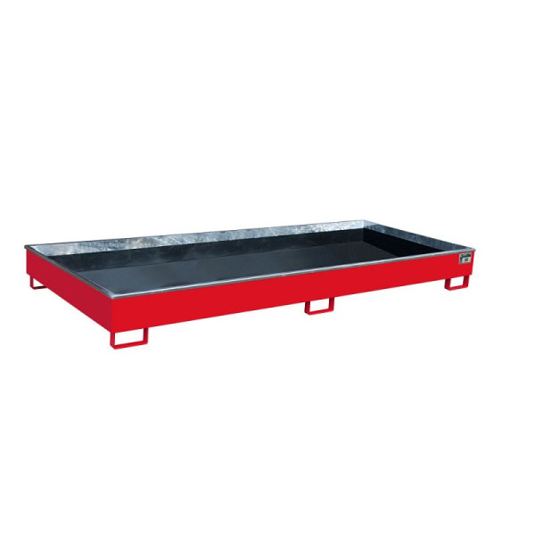STEIN HGS Regalwanne mit PE-Einsatz RW PE, 570 Liter, RAL 3000 feuerrot, Gesamthöhe 270 mm, lackiert, ohne Gitterrost, 79216.0044
