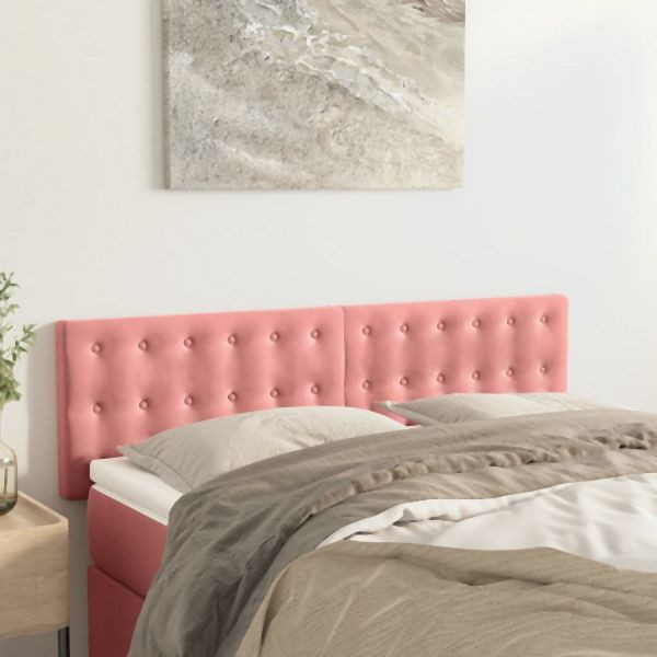 vidaXL Kopfteile 2 Stück Rosa 72x5x78/88 cm Samt, 346475
