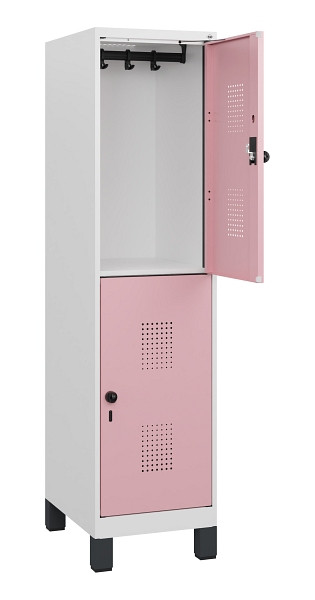 C+P Doppelstöckiger Spind Evolo PLUS, Füße, 2 Fächer, 1630x400x500mm, 9016/3015, Drehriegel, 0493105-12 S10018