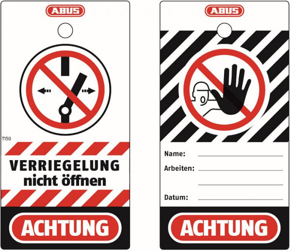 Abus LOTO Anhänger groß im Dispenser, à 100 Stück Warnanhänger für Tagout Anwendungen, beschreibbar T150 weiß, 77798 1