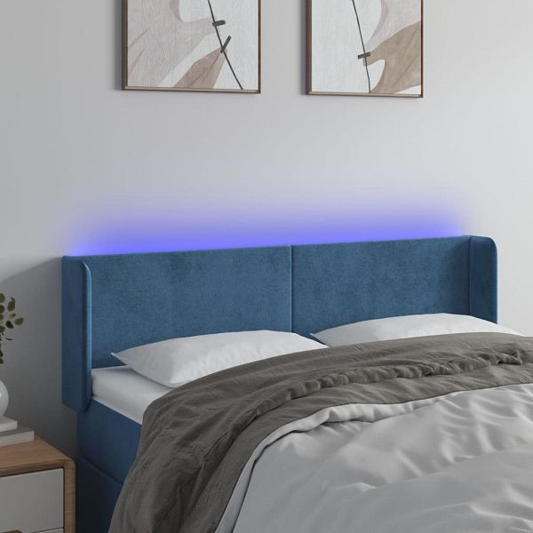 vidaXL LED Kopfteil Dunkelblau 147x16x78/88 cm Samt, 3123008