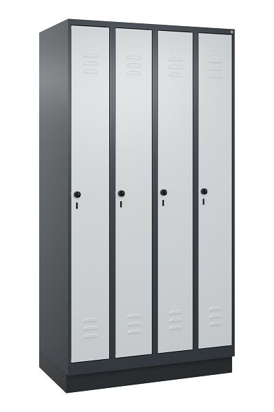 C+P Umkleidespind Classic PLUS, Sockel, 4 Abteile, 1950x1000x500mm, 7016/7035, Drehriegel, 080020-49 S10013