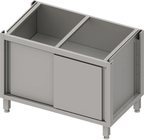 Stalgast Edelstahl Unterschrank Boxversion 2.0, für Beine/Sockelrahmen, mit Schiebetüren 1100x640x660 mm, BX11652