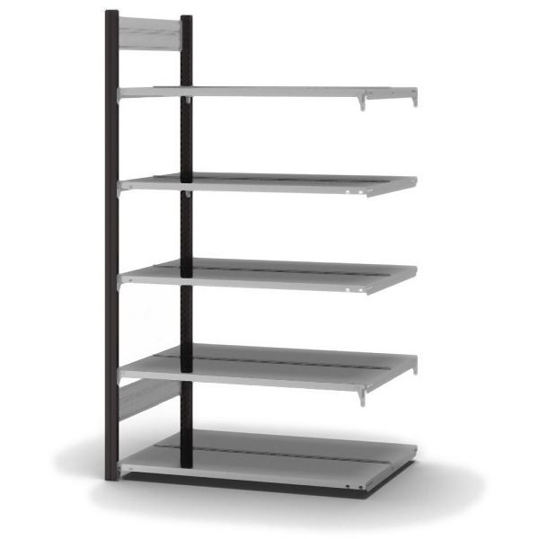 hofe Anbauregal, zerlegt, 5 Böden 1750 x 600 x 1000 mm, verzinkt Stützprofile - anthrazitgrau/RAL 7016, HAA17610DA