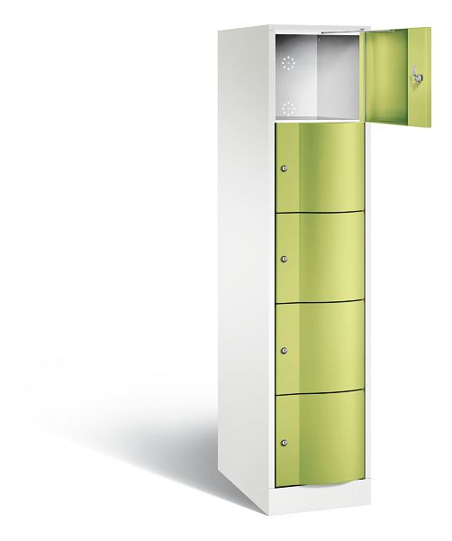 C+P XL-Schließfachschrank Resisto, H1950xB396xT640mm, Farbe: Verkehrsweiß / Viridingrün, 8570-173 S10096