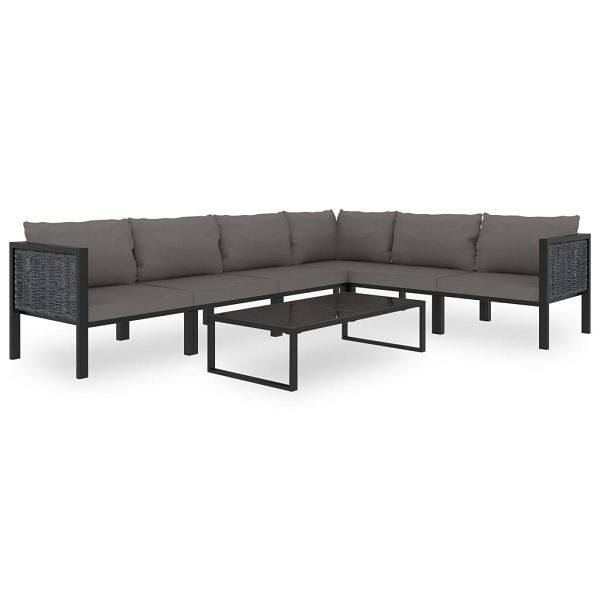 vidaXL 7-tlg. Garten-Lounge-Set mit Auflagen Poly Rattan Anthrazit, 49401