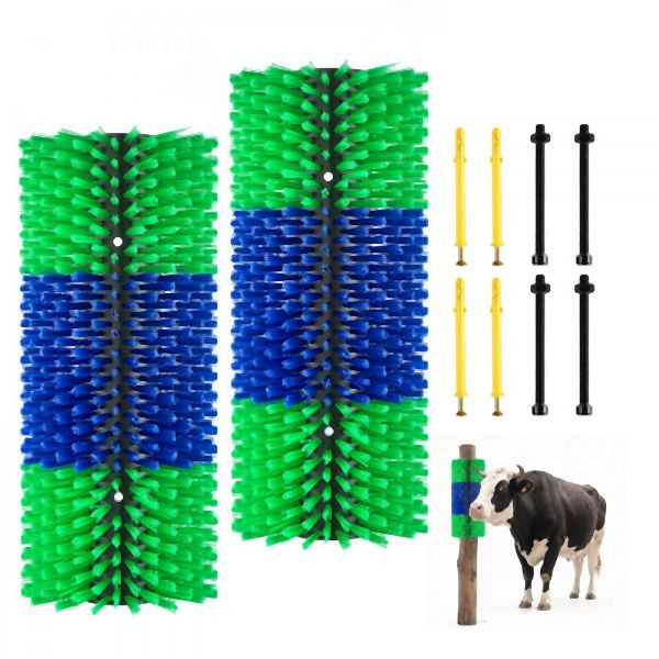 VEVOR Kratzbürste 43x19 cm, 2 Stk. inkl. Schrauben, Massage- & Pflegewerkzeug für Tiere, Grün & Blau, SCZNSLL2JZH0LIFYD001V0
