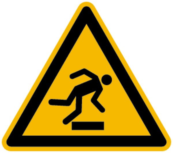 Schilder Klar Warnzeichen Warnung vor Hindernissen am Boden DIN EN ISO 7010-W007, 200 mm Folie selbstklebend, 1501/62
