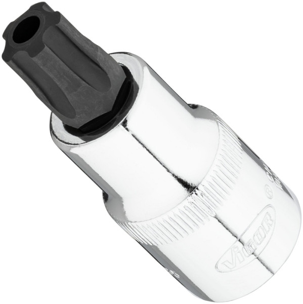 VIGOR TR-Plus Schraubendreher-Einsatz, Vierkant 12,5 mm (1/2 Zoll), Innen 5-Stern Profil mit Zapfen, T55+H, V7055-IPR55
