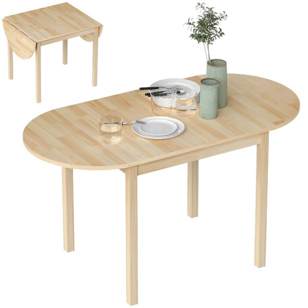 HOMCOM Esstisch aus Holz Klappbar Küchentisch für 6 Personen mit Drop-Leaf-Design 140 x 70 x 75 cm Naturholz, 835-908V00ND