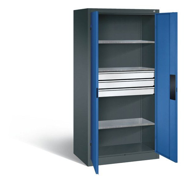 C+P Werkzeugschrank Acurado, H1950xB930xT600mm, Farbe: Anthrazitgrau / Enzianblau, Muldengriff, 8922-5230 S10139