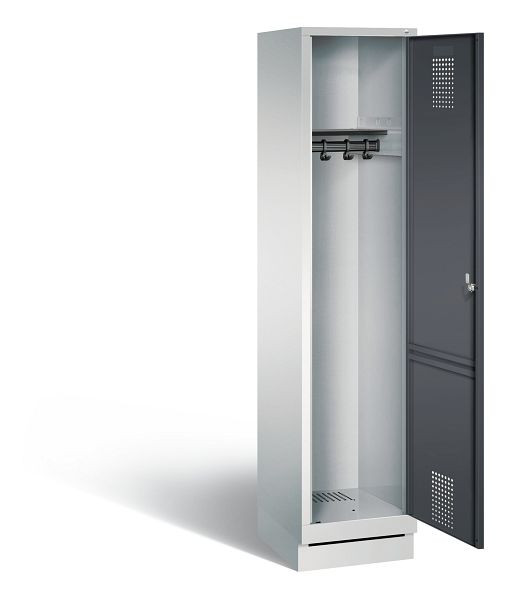 C+P Garderobenschrank Evolo, H1800xB420xT500mm, Farbe: Lichtgrau / Schwarzgrau, 48020-12 S10033