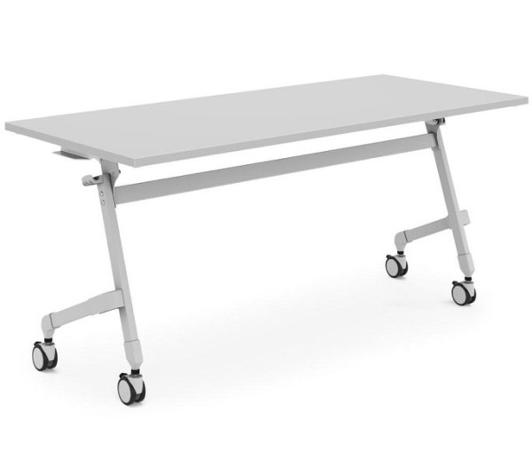 Deskin Klapptisch / Mehrzwecktisch auf Rollen, Platte Dekor Lichtgrau, Gestell Alusilber, B 1600 x T 800 x H 720 mm, 351859