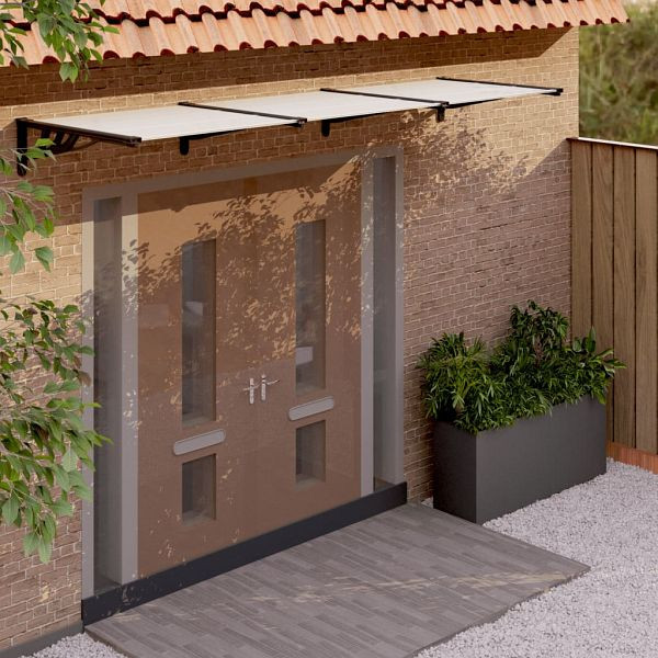 vidaXL Türvordach Schwarz und Transparent 297,5x90 cm Polycarbonat, 153687
