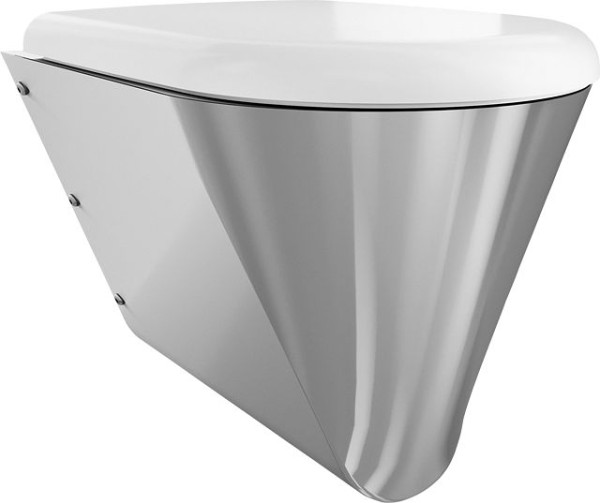 KWC T-WC, CAMPUS, Edelstahl, wandhängend, 360x409x500 mm, weißer Sitz, 3600000651