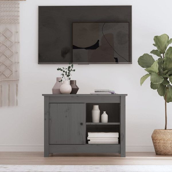 vidaXL TV-Schrank Grau 70x36,5x52 cm Massivholz Kiefer, 814581