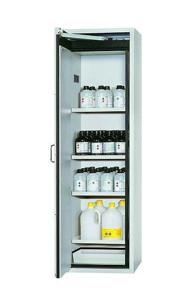 asecos Sicherheitsschrank S-CLASSIC-90, S90.196.060.WDAS in lichtgrau RAL 7035 mit 4x Fachboden (Stahlblech), 30228-001-30253