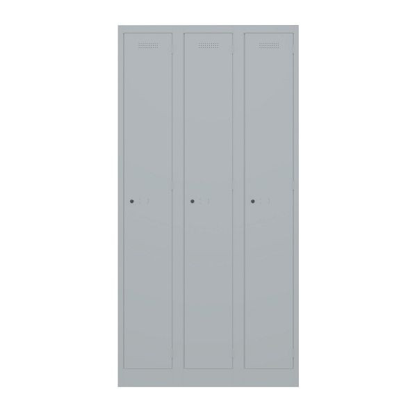 Bisley Garderobenschrank Primary Locker, 3 Abteile, 355 silber, PL3050T1355