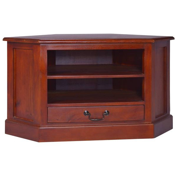 vidaXL TV-Eckschrank Klassisches Braun Massivholz Mahagoni, 288859
