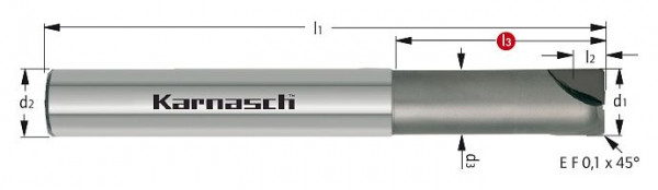 Karnasch CVD-Schaftfräser, zylindrisch d= 10,0 / L3=50 / Z = 2 Composites/Titan/Graphit, 296524100050
