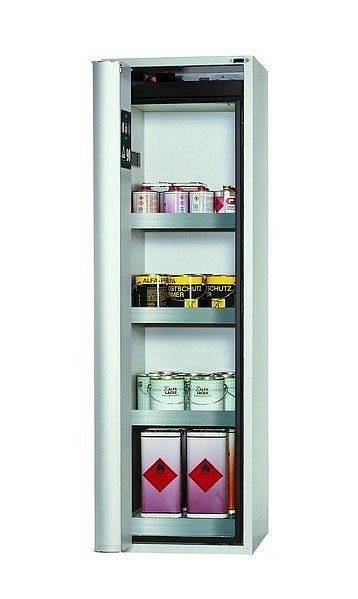 asecos Sicherheitsschrank S-PHOENIX touchless-90, S90.196.060.FDAO in lichtgrau RAL 7035 mit 3x Wannenboden Standard (Edelstahl), 30237-001-30263