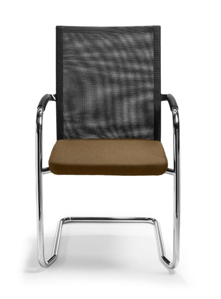 Deskin Besucher- und Konferenzstuhl RIVA S, inkl. Armlehnen, Schwingergestell verchromt, Bezug Sitz Stoff 100, Farbe braun, 294096