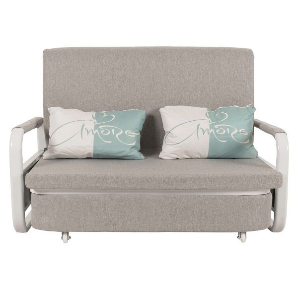 Mendler Schlafsofa HWC-M83, Schlafcouch Couch Sofa, Schlaffunktion Bettkasten Liegefläche, 130x185cm, Stoff/Textil hellgrau, 105529