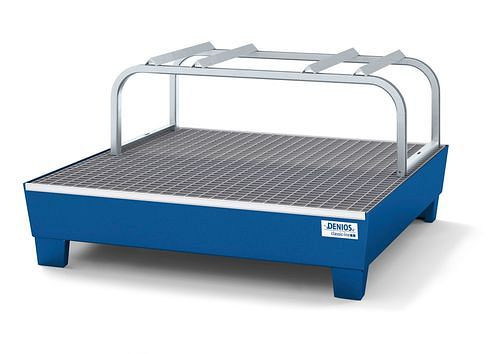 DENIOS Abfüllstation classic-line für 2 Fässer à 200 l, Stahl blau lackiert, verzinkt Fassbock, 259508