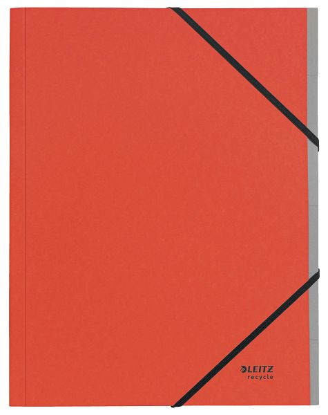 LEITZ 3914 Ordnungsmappe Recycle, A4, 6 Fächer, Karton (RC), klimaneutral, rot, 3914-00-25