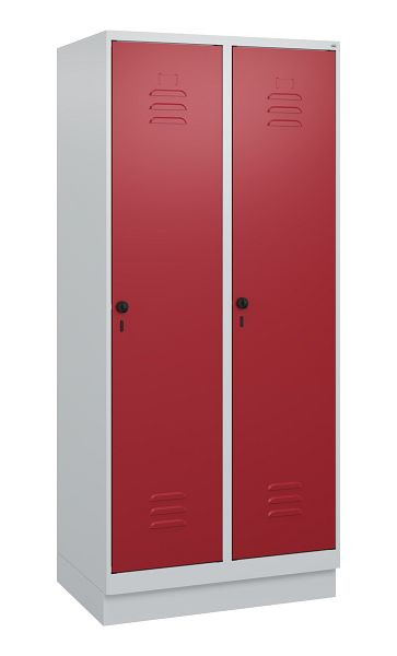 C+P Umkleidespind Classic PLUS, Sockel, 2 Abteile, 1800x800x500mm, 7035/3003, Drehriegel, 0800207-22 S10001