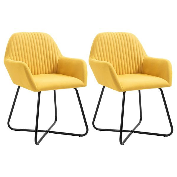 vidaXL Esszimmerstühle 2 Stück Gelb Stoff, Material: Polyester: 100%, 249814