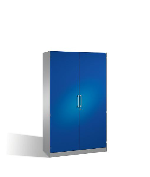 C+P Flügeltürenschrank Asisto, H1980xB1200xT435mm, Farbe: Weißaluminium / Enzianblau, Bügelgriff, 5 OH, 141001-000 S10191