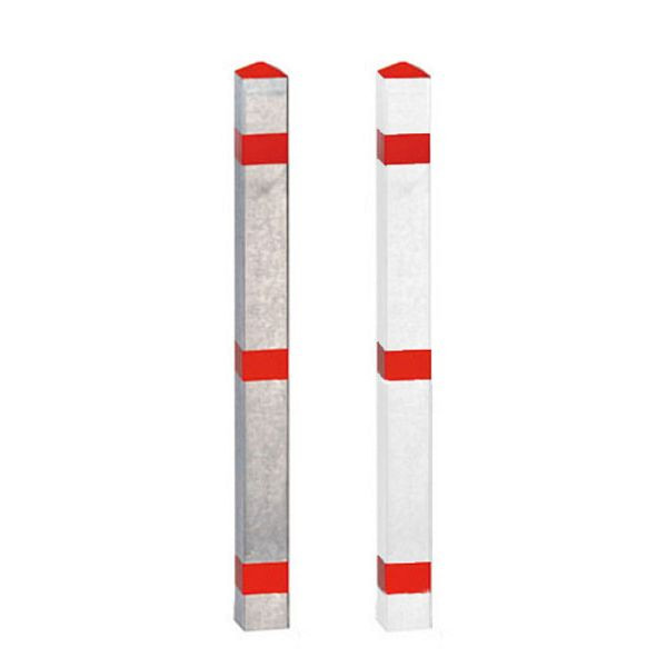 Stein HGS Absperrpfosten "Acero" 70x70mm, aus Aluminium, herausnehmbar, ohne Verschluss, Bodenhülse, rot/weiß, 13458-rw