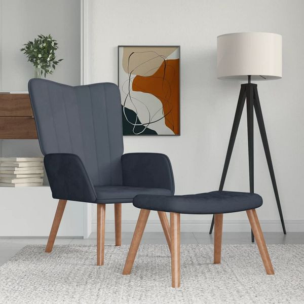 vidaXL Relaxsessel mit Hocker Dunkelgrau Samt, 327667, 8720286420386