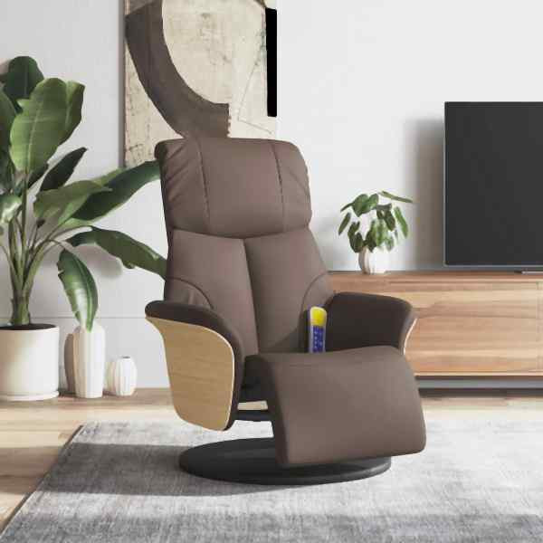 vidaXL Massagesessel mit Fußteil Braun Kunstleder, 356634