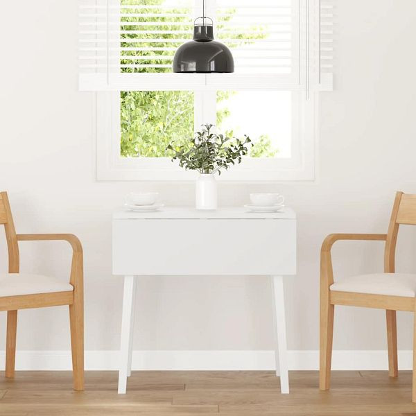 vidaXL Esstisch Weiß Massivholz Gummibaumholz, 4102534, 8721158562173