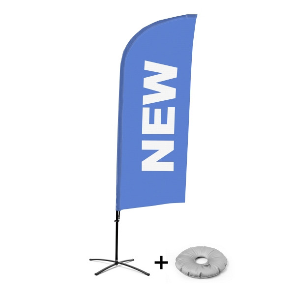 Showdown Displays Beachflag Alu Wind Komplett-Set Neu Blau Englisch Kreuzständer, BFAW310-CB30-WB-I77
