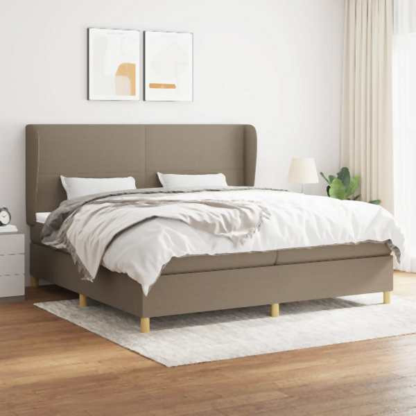 vidaXL Boxspringbett mit Matratze Taupe 200x200 cm Stoff, 3128393
