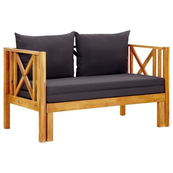 vidaXL 2-Sitzer-Gartenbank mit Kissen 122 cm Massivholz Akazie, 310308