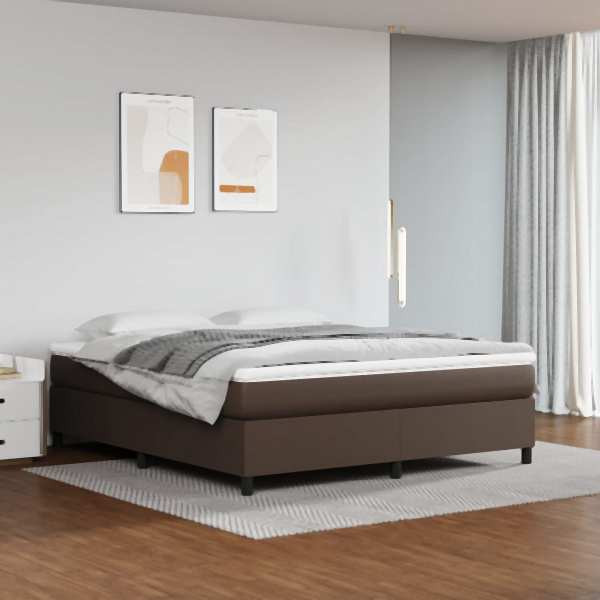 vidaXL Boxspringbett mit Matratze Braun 180x200 cm Kunstleder, 3144623