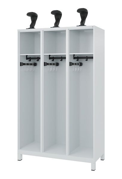 C+P Feuerwehrspind Evolo, Modell EXPERT, 3 Abteile, H1850B1200T500 mm, Lichtgrau, Füße, 0491015-32 S10006