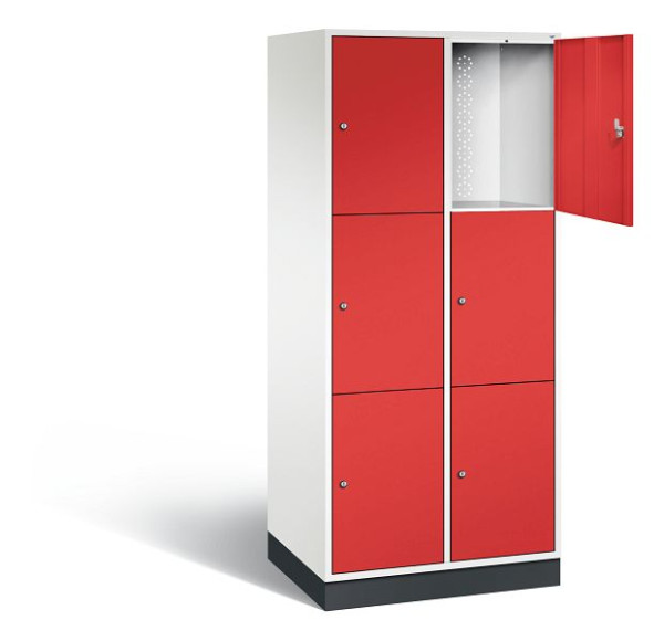 C+P XL-Schließfachschrank Intro, H1950xB820xT590mm, Farbe: Verkehrsweiß / feuerrot, 8370-203 S10092
