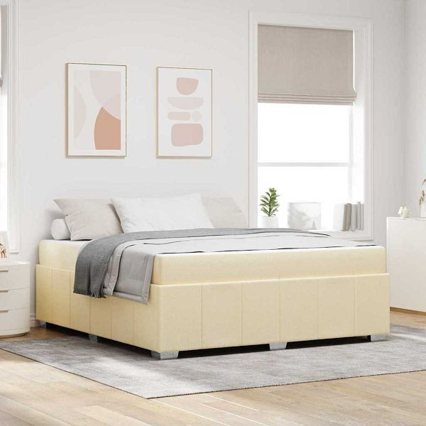vidaXL Bettgestell mit Matratze Creme 180 x 200 cm Stoff, 3398305