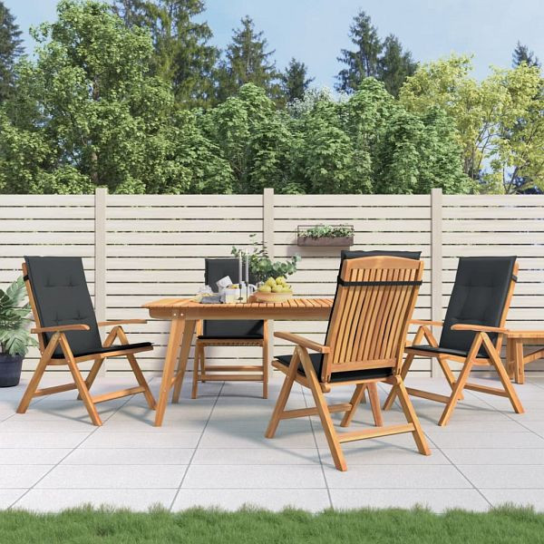 vidaXL Gartenstühle mit Kissen 4 Stück Massivholz Teak, 3196470