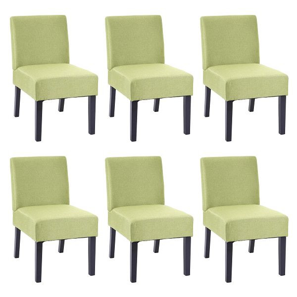 Mendler 6er-Set Esszimmerstuhl HWC-F61, Stuhl Lounge-Stuhl, Stoff/Textil, grün, 3x70174