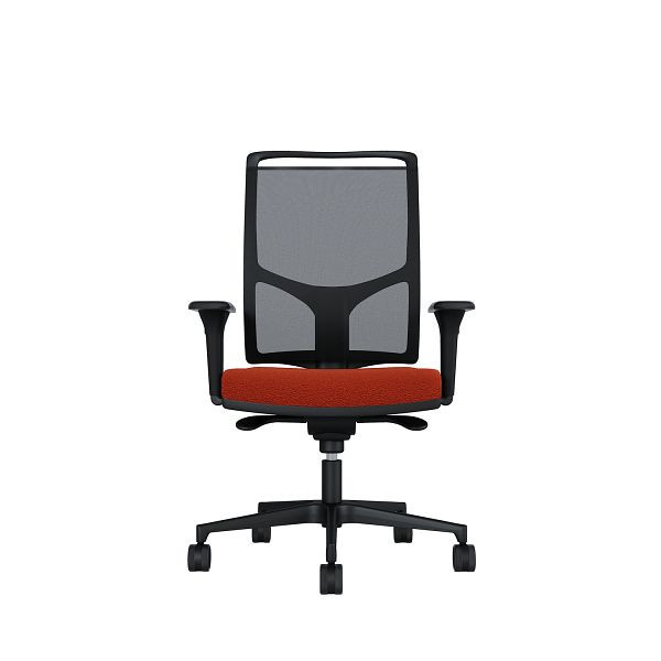 Bisley Bürodrehstuhl Zed, Schwarzes Kunststoff, Höhenverstellbare Armlehnen, Fußkreuz und Armlehnen aus Kunststoff, NE0572 dunkelorange, ZEDKSLSNE0572