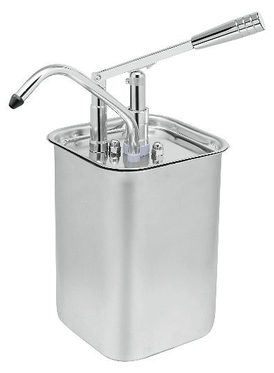 Gastro-Inox Saucenspender mit Hebelbetätigung quadratischem 5-Liter-Edelstahlbehälter, 503.187