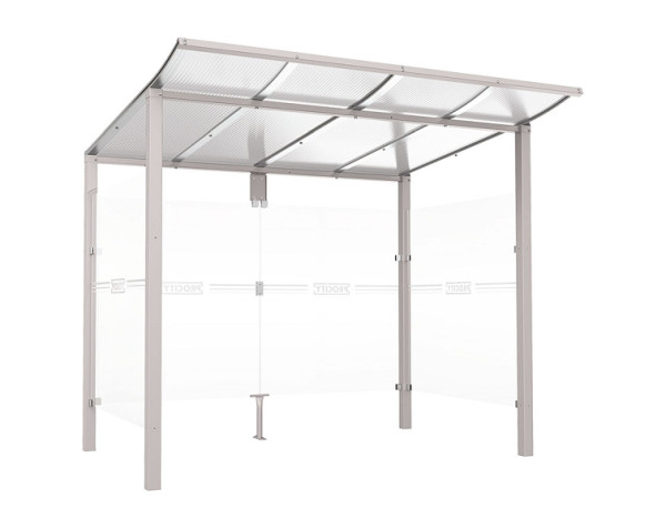 Procity Wartehalle Modulo - Mit Seitenverkleidungen, Farbe RAL 7044, Maße: Breite 2500 x Höhe 2250 x Tiefe 2000 mm, 529670.7044